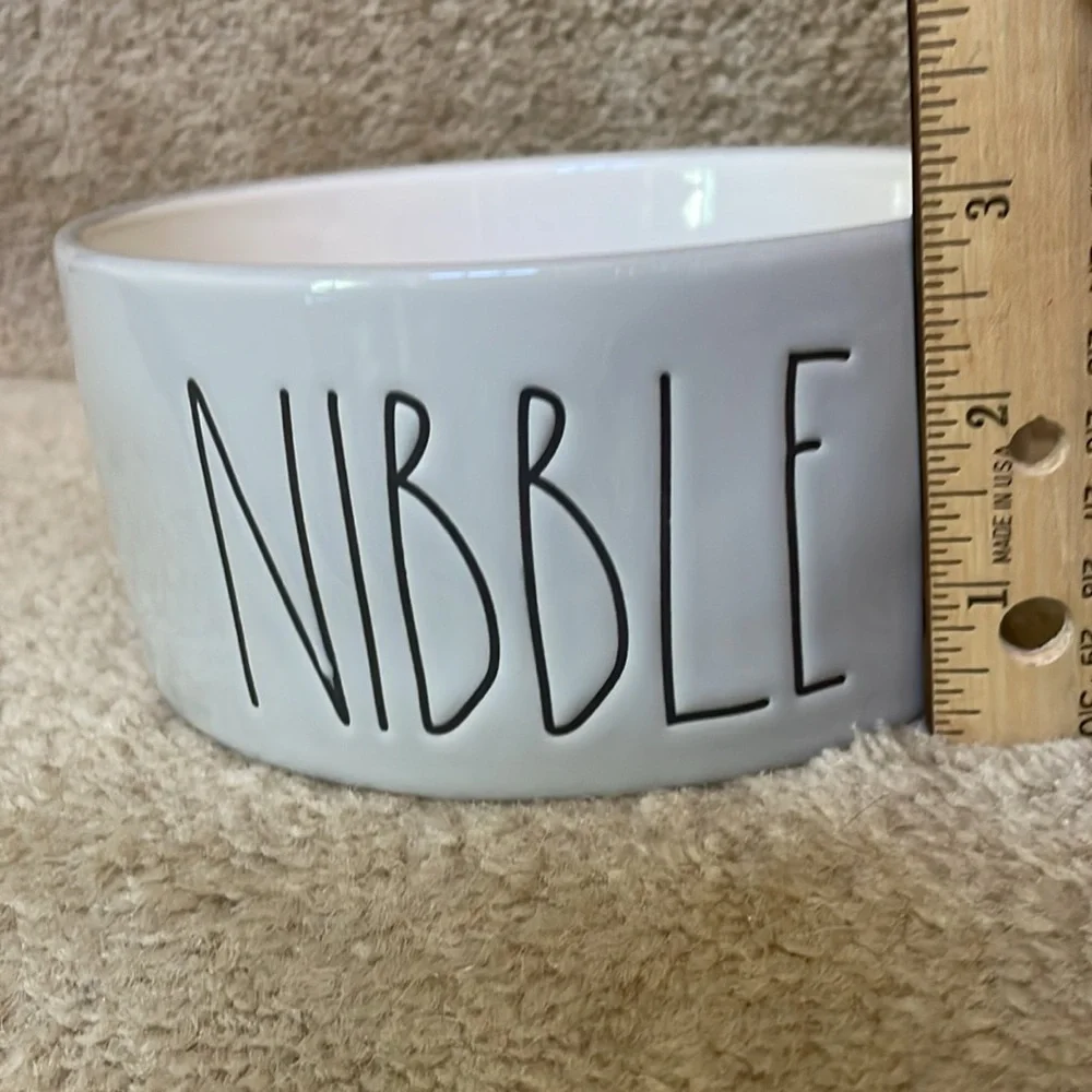 Rae Dunn gray,black and off white stoneware pet bowl